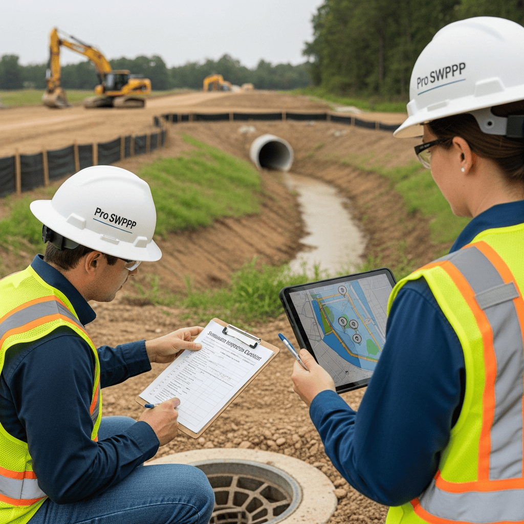 Stormwater inspection checklist and visual assessment documentation for SWPPP requirements